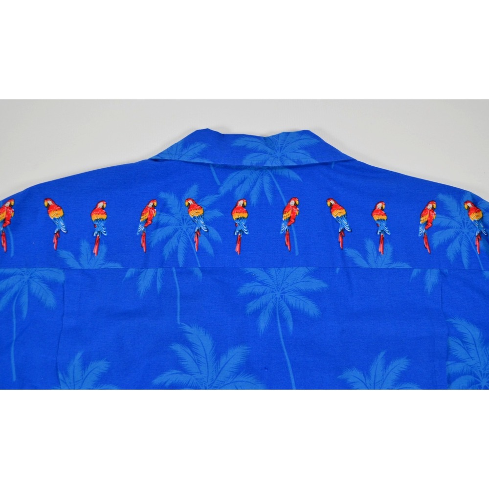 Vintage‎ Pacific Legend Hawaiian Shirt Blue Parrot Print XL EUC - Picture 14 of 16